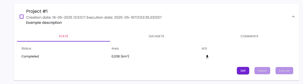 Projects Tab Explanation