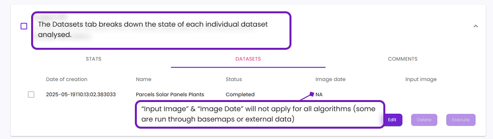 Projects Tab Explanation
